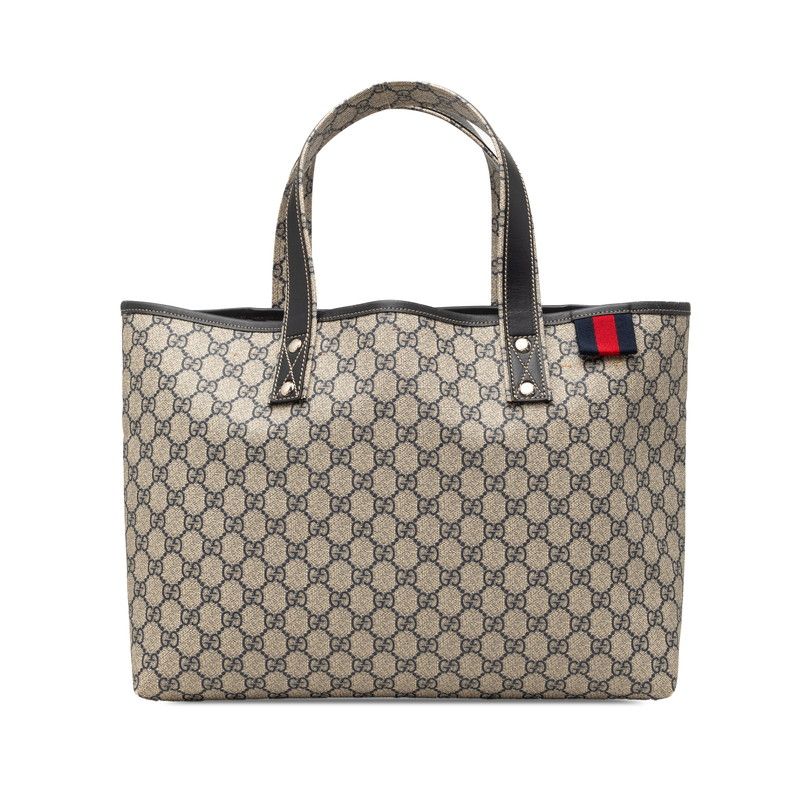 グッチ GGスプリーム シェリーライン トートバッグ ショルダーバッグ 211134 ベージュ ブラウン PVC レザー レディース GUCCI【228-75590】
