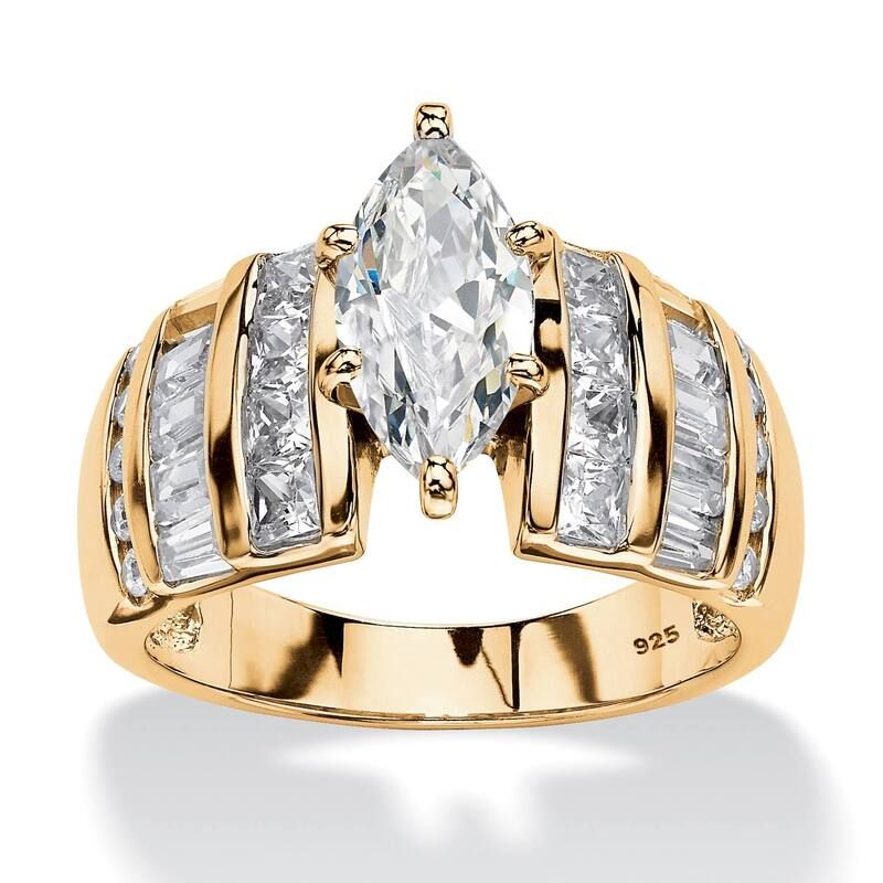 パームビーチジュエリー レディース アクセサリー リング PalmBeach Jewelry 387 TCW MarquiseCut Cubic Zirconia Ringold ゴールド