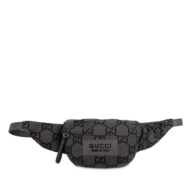 グッチ GGナイロン ウエストバッグ ボディバッグ 767934 グレー ナイロン レザー レディース GUCCI【228-75591】