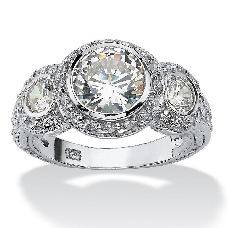 パームビーチジュエリー レディース アクセサリー リング PalmBeach Jewelry 309 TCWhite Round Cubic Zirconia 925 Sterling Silver