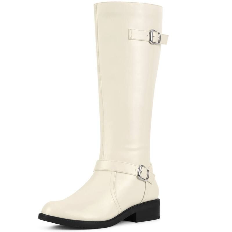 ブリスフルステップ レディース シューズ ブーツ・レインブーツ ヒール BLISSFUL STEP Knee High Bootside Zipper Chunky Low Heel Buckles