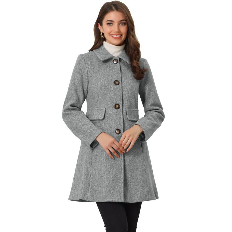 アレグラ ケー レディース アウター ジャケット・ブルゾン ヴィンテージ コート ALLEGRA K Womens Vintage Lapel Collared Overcoat Single Bre