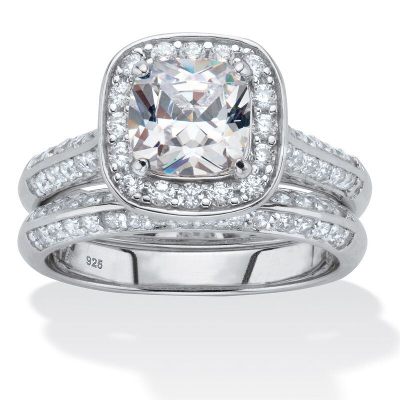 パームビーチジュエリー レディース アクセサリー リング PalmBeach Jewelry 208 TCW Cubic Zirconia Platinumplated Silver 2Piece H