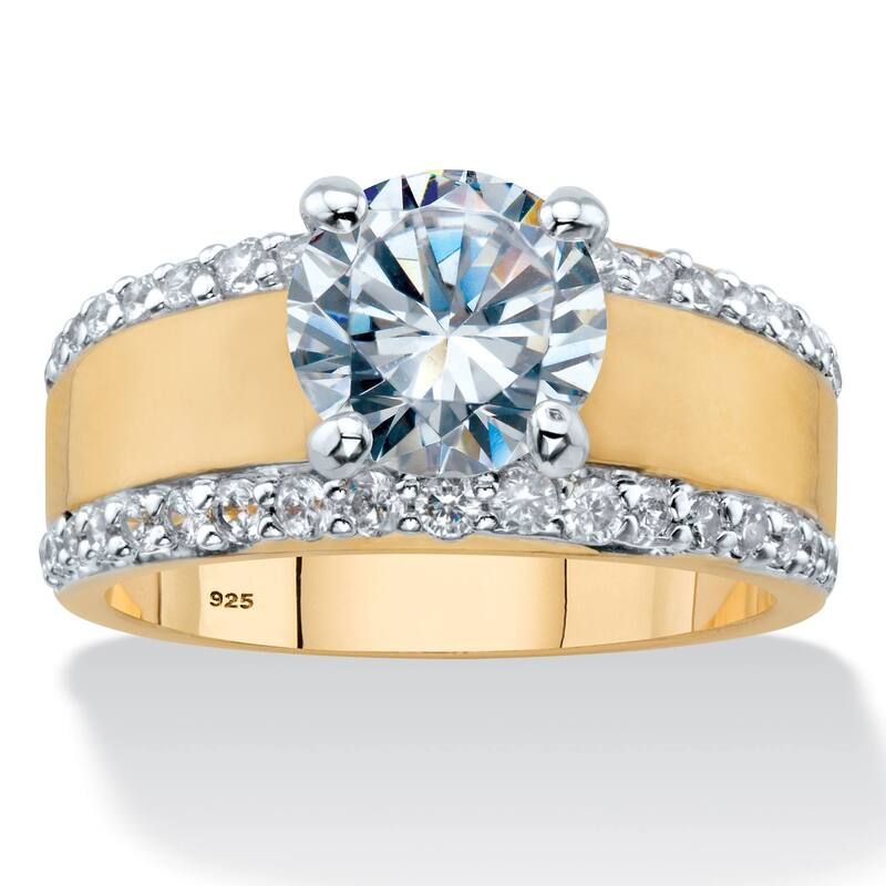 パームビーチジュエリー レディース アクセサリー リング PalmBeach Jewelry 321 TCW Cubic Zirconia Wide Band Engagement Ringold ゴ