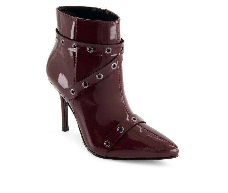 アンドレア レディース シューズ ブーツ・レインブーツ Andrea Womenstiletto Fashion Booties With Riveted Strap 90698 Burgundy バ