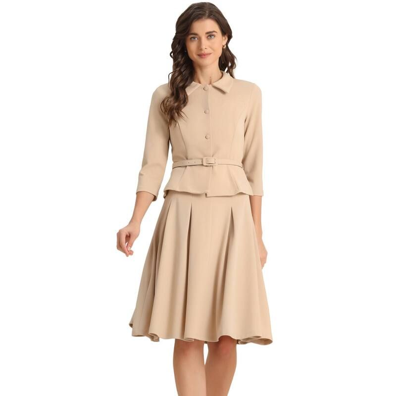 アレグラ ケー レディース アウター ジャケット・ブルゾン プリーツ スカート ブレザー ALLEGRA K Businesskirt Suit Sets For Womens 2 Piece Out