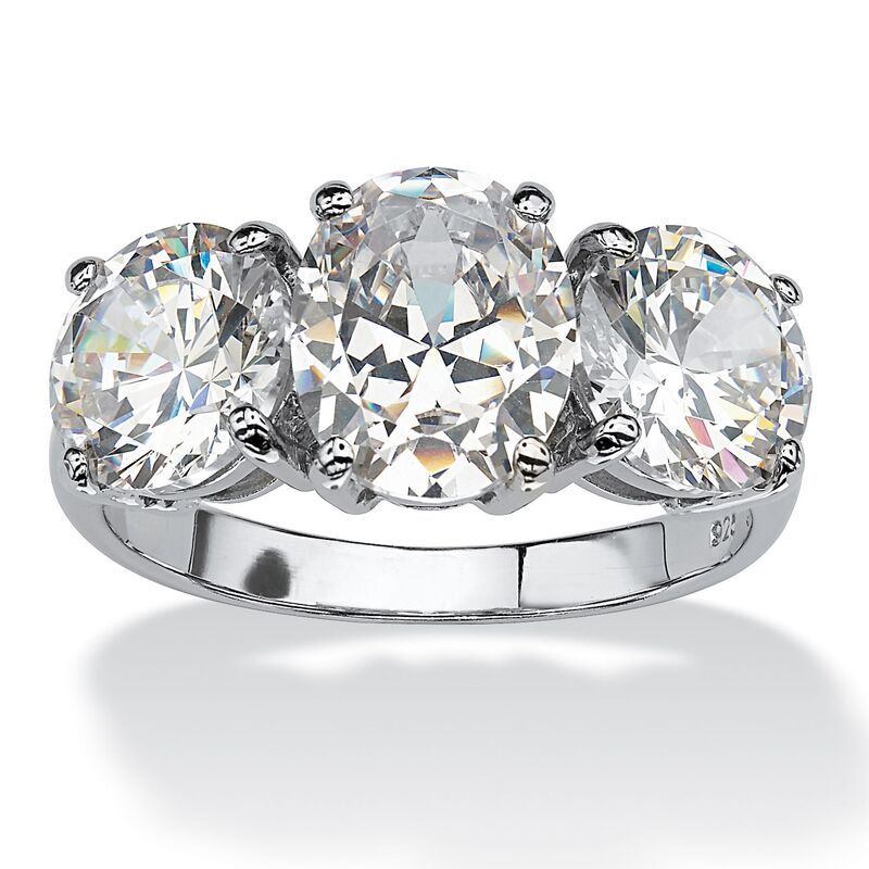パームビーチジュエリー レディース アクセサリー リング PalmBeach Jewelry 654 TCW Oval Cut Cubic Zirconia Platinumplated Silver