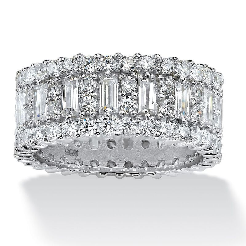 パームビーチジュエリー レディース アクセサリー リング PalmBeach Jewelry 480 TCW Baguette CZ Eternity Band in Platinumplated S