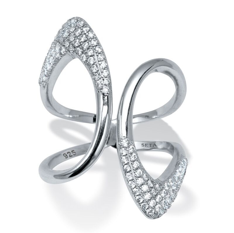 パームビーチジュエリー レディース アクセサリー リング PalmBeach Jewelry 046 TCW Round Cubic Zirconia Sterling Silver Open Loo