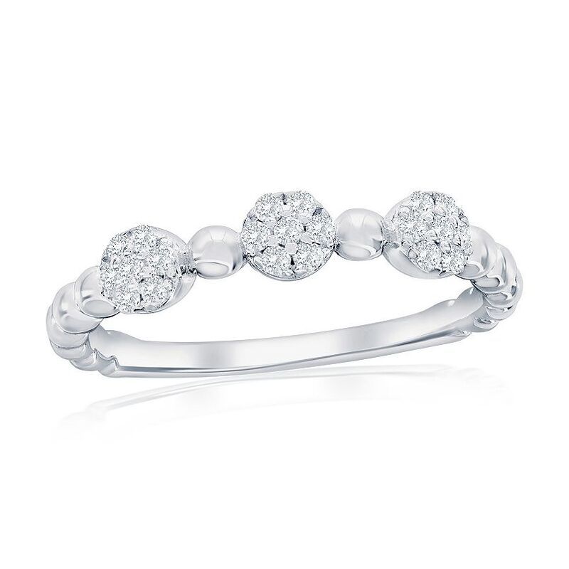 アルジェントベラ レディース アクセサリー リング Argento Bella Sterling Silver Cubic Zirconia Round Pave Beaded Ring No Col