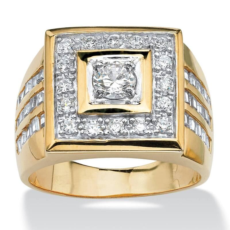 パームビーチジュエリー レディース アクセサリー リング PalmBeach Jewelry Mens 218 TCW Cubic Zirconia Square Ring Yellow GoldPl