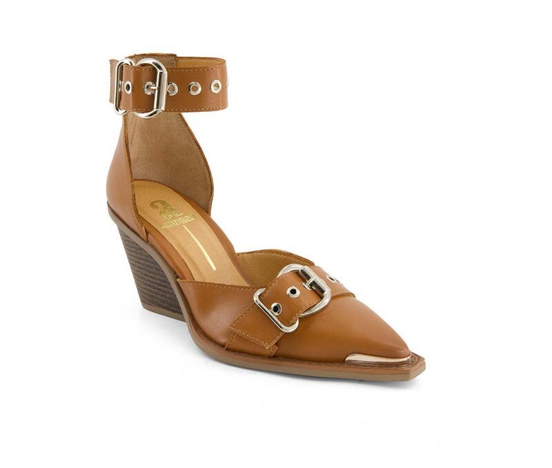 アンドレア レディース シューズ パンプス アンクル Andrea Womens Pointed Toe Riveted Ankle Strapumps 90660 Brown ブラウン