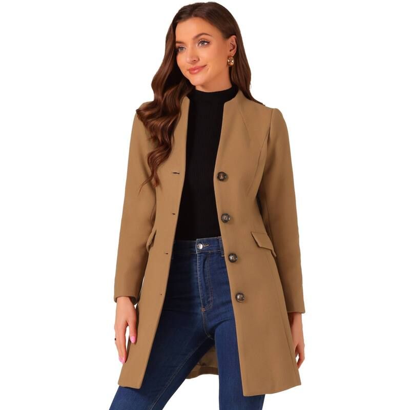 アレグラ ケー レディース アウター ジャケット・ブルゾン Vネック コート ALLEGRA K Womens Elegant Winter V Neck Long Sleeve Single Bre