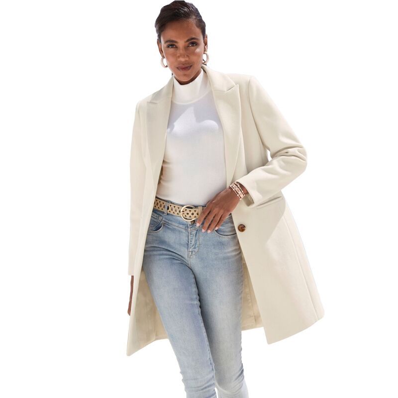 ラスカーナ レディース アウター ジャケット・ブルゾン コート Lascana Womens Long Button Up Coat Ivory アイボリー