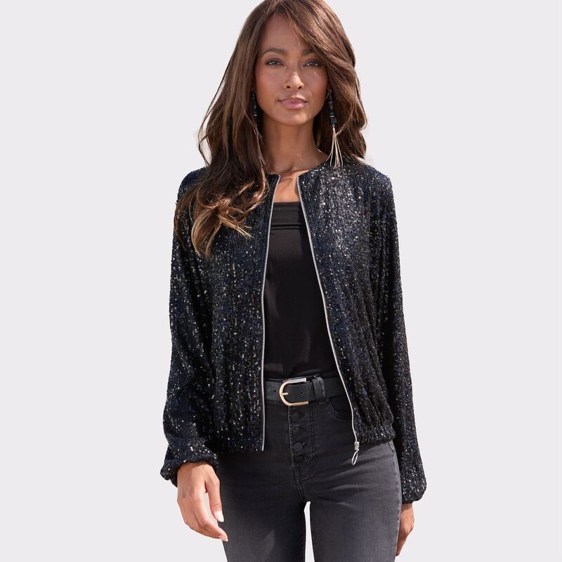 ラスカーナ レディース アウター ジャケット・ブルゾン スパンコール Lascana Womensequin Bomber Jacket Black ブラック