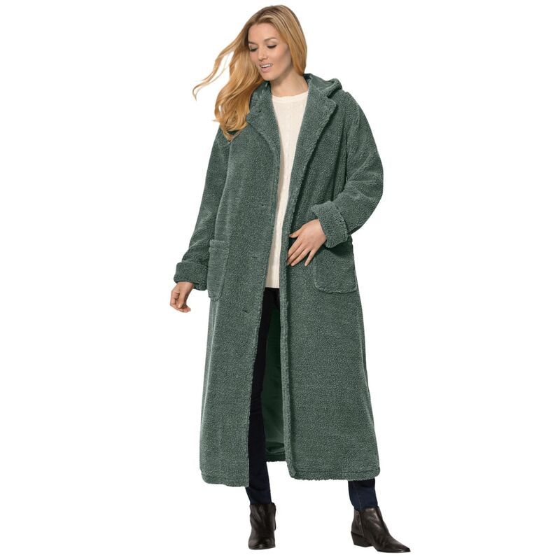 ウーマン ウィズイン レディース アウター ジャケット・ブルゾン プラスサイズ コート フリース Woman Within Plusize Long Hooded Berber Fleece Coat
