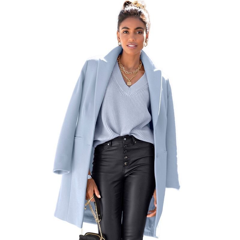 ラスカーナ レディース アウター ジャケット・ブルゾン コート Lascana Womens Long Button Up Coat Light Blue ブルー