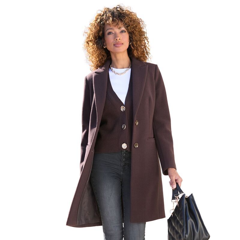 ラスカーナ レディース アウター ジャケット・ブルゾン コート Lascana Womens Long Button Up Coat Brown ブラウン