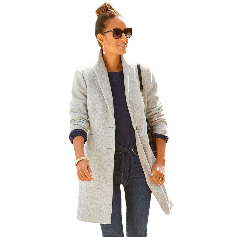 ラスカーナ レディース アウター ジャケット・ブルゾン コート Lascana Womens Long Button Up Coat Grey グレー