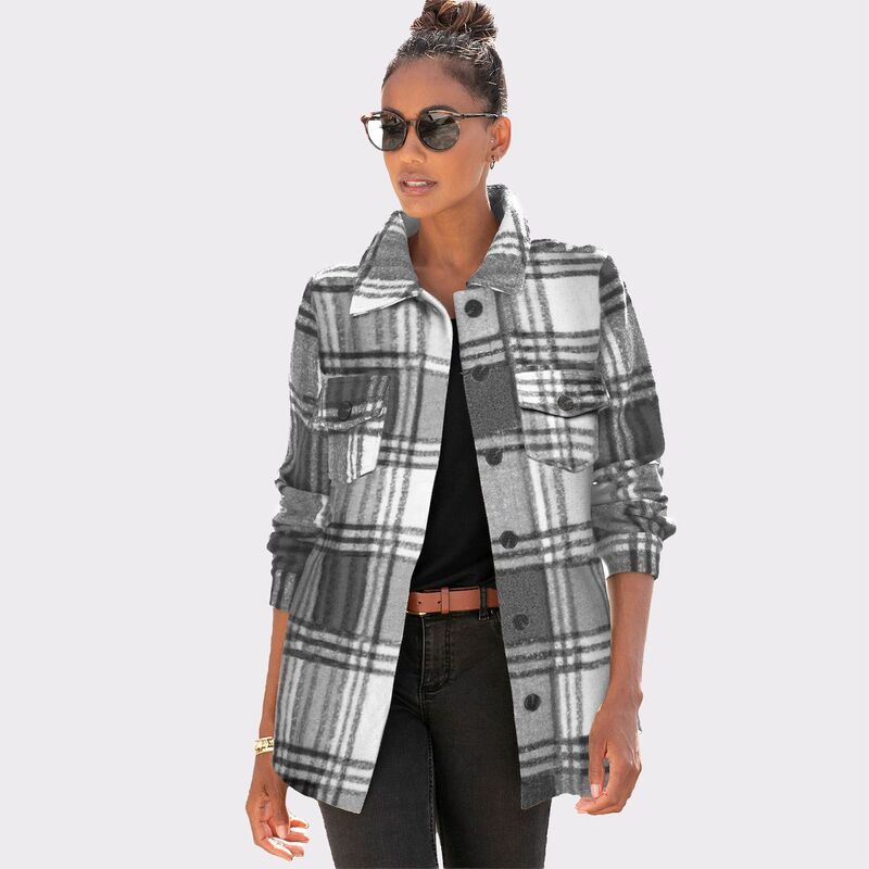 ラスカーナ レディース アウター ジャケット・ブルゾン シャツ Lascana Womens Plaid Shirt Jacket Grey And Black ブラック 19,586円