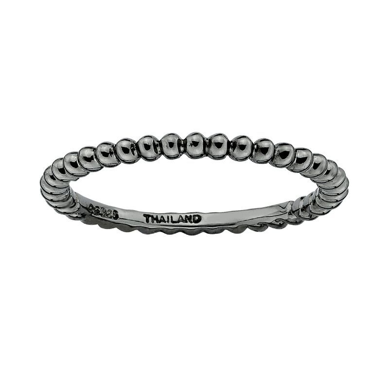 スタックスアンドストーンズ レディース アクセサリー リング Stacks Stones RutheniumPlated Sterling Silver Bead Stack Ring Black ブ