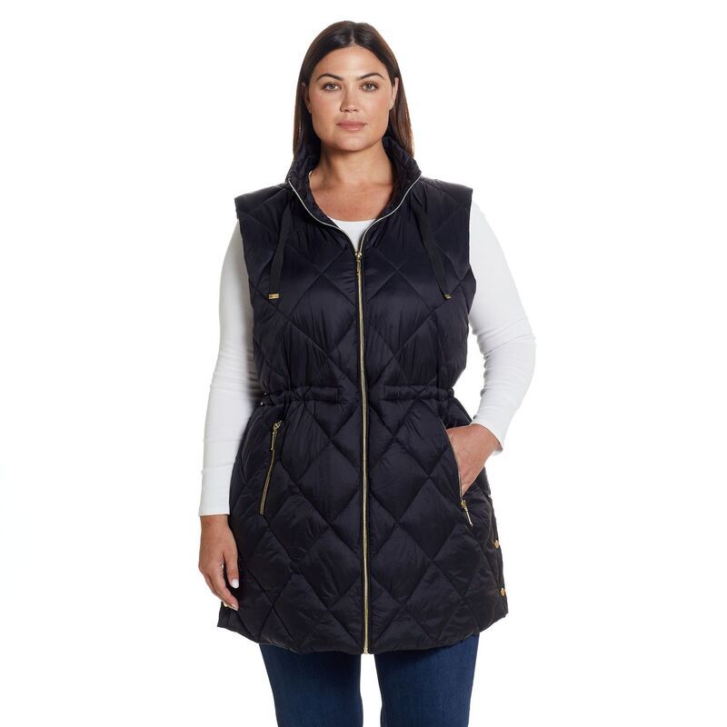 ウェザーキャスト レディース アウター ジャケット・ブルゾン ウエストマーク プラスサイズ キルティング ベスト Plusize Weathercast Diamond Quilted Puffer