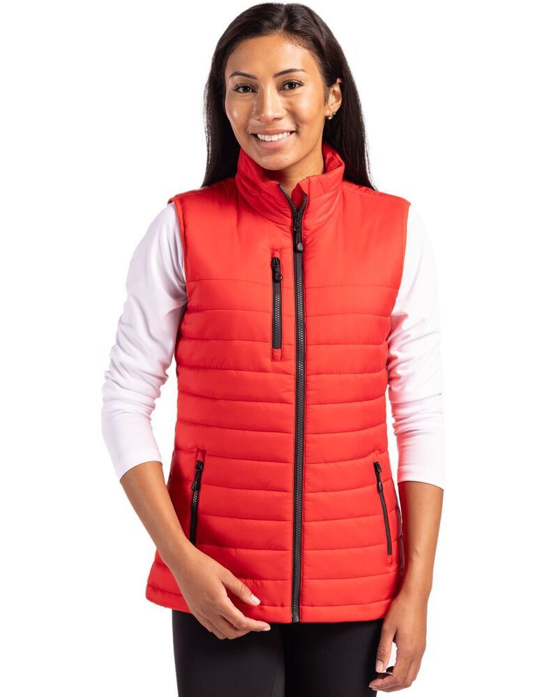 クリーク レディース アウター ジャケット・ブルゾン ベスト Clique Valhalla Full Zip Womens Puffer Vest Red レッド