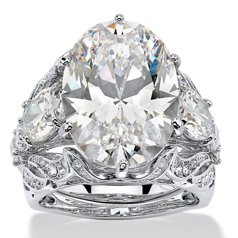 パームビーチジュエリー レディース アクセサリー リング PalmBeach Jewelry 3 Piece 1578 OvalCut Cubic Zirconia Bridal Ring Set i