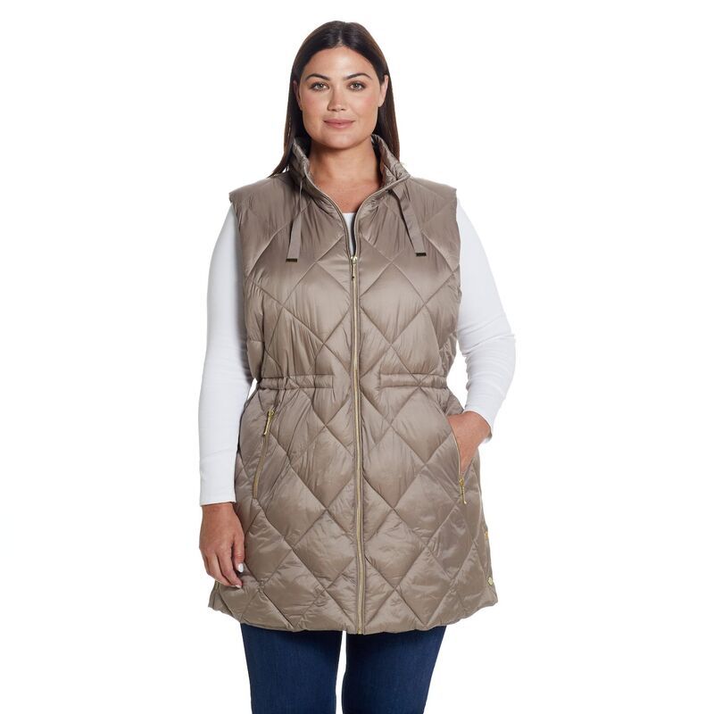 ウェザーキャスト レディース アウター ジャケット・ブルゾン ウエストマーク プラスサイズ キルティング ベスト Plusize Weathercast Diamond Quilted Puffer