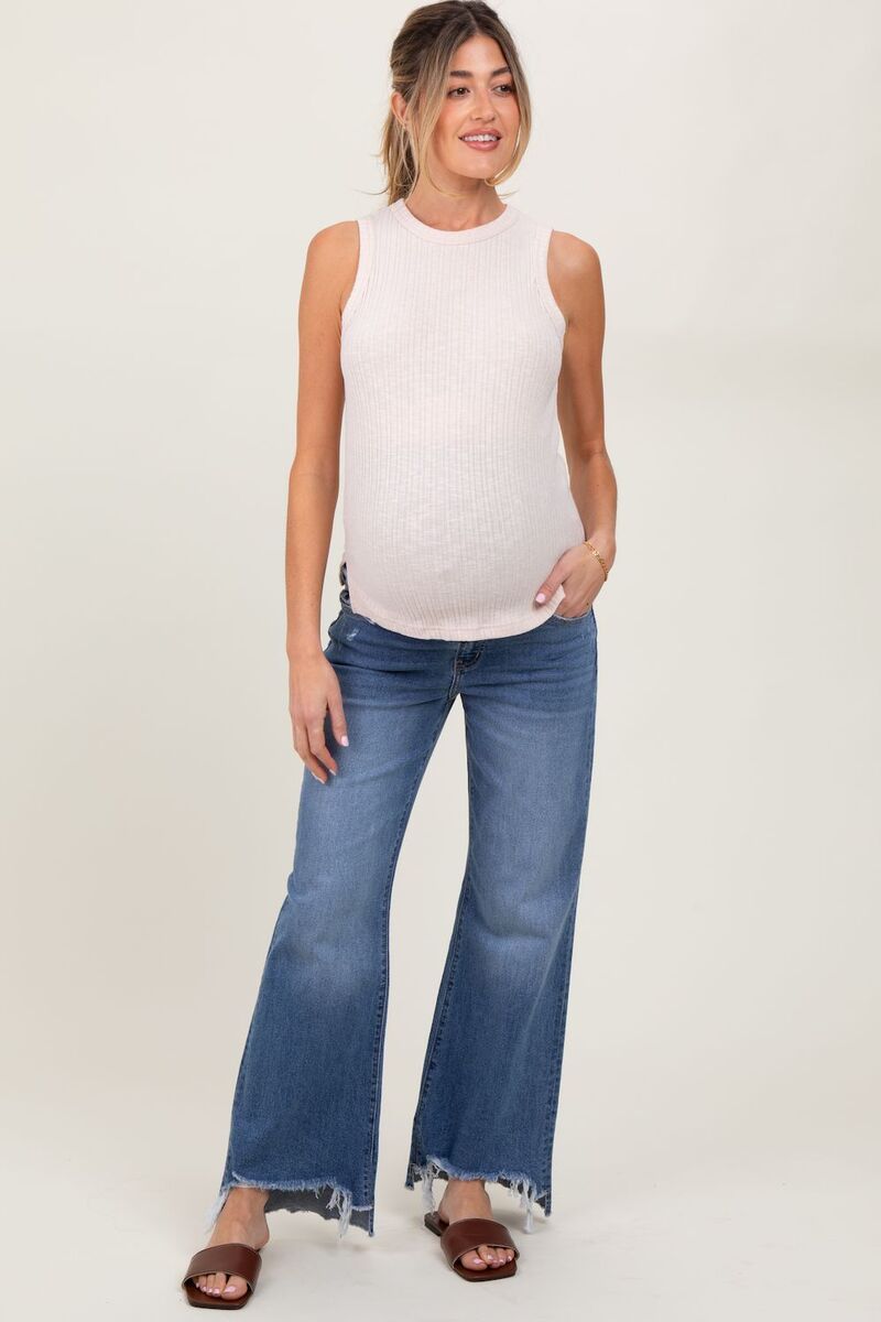ピンクブラッシュ レディース ボトムス デニムパンツ クロップド マタニティ ジーンズ フリンジ PinkBlush Maternity Distressed Fringe HiLo Hem Crop