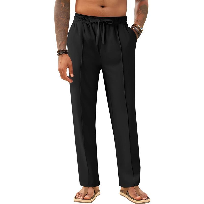 メガリテイラー レディース ボトムス カジュアルパンツ MegaRetailer Mens Loose Fit Elastic Waist Pants Black ブラック