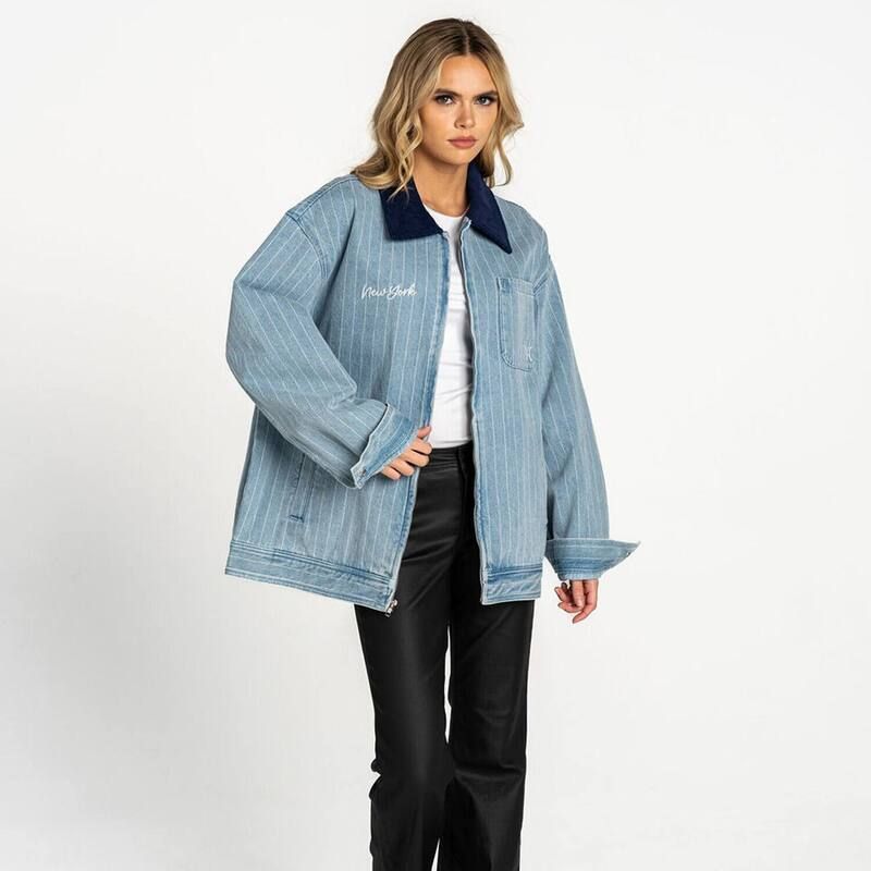 ザワイルドコレクティブ レディース アウター ジャケット・ブルゾン デニム Womens The Wild Collective Denim New York Yankees FullZip Mech