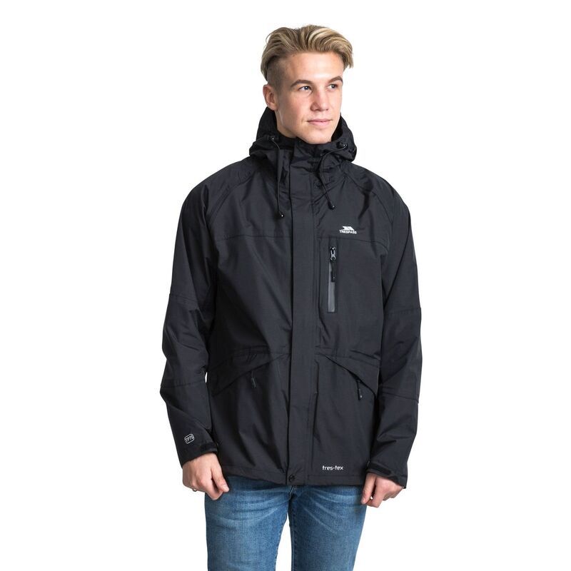 トレスパス レディース アウター ジャケット・ブルゾン コート Trespass Mens Corvo Hooded Full Zip Waterproof JacketCoat Black ブラック
