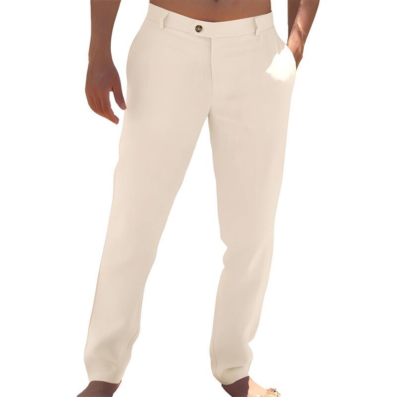 メガリテイラー レディース ボトムス カジュアルパンツ リネン MegaRetailer Mens Lightweight Linen Trousers Beige ベージュ
