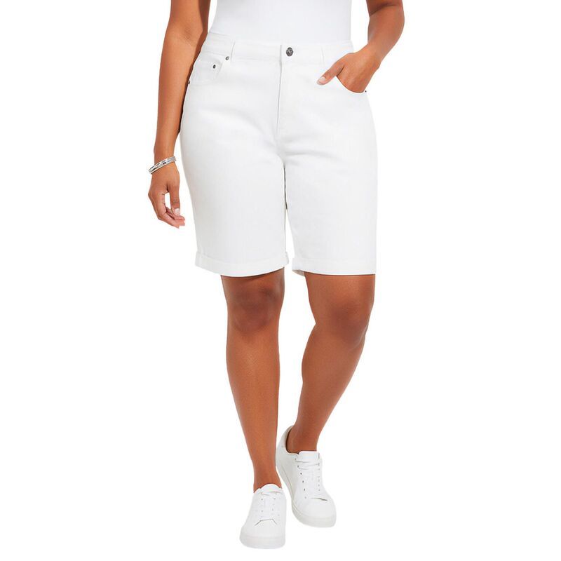 キャサリンズ レディース ボトムス ハーフパンツ・ショーツ プラスサイズ Catherines Womens Plusize Right Fit Curvy Bermuda Short White ホ