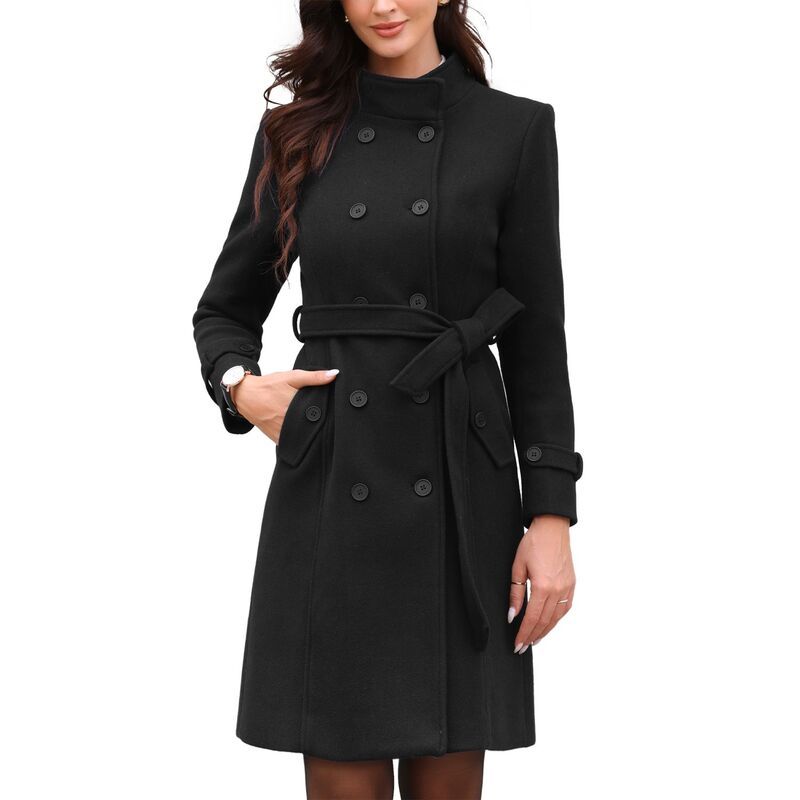 インスパイア シック レディース アウター ジャケット・ブルゾン コート INSPIRE CHIC Double Breasted Trench Pea Coat for Womens Elegant