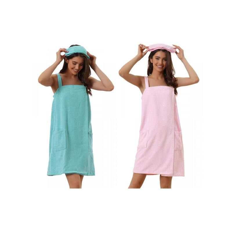 インスパイア シック レディース アンダーウェア ナイトウェア INSPIRE CHIC 2 Packs Womens Towel Wrap Bathrobe Spa Towels Robe with