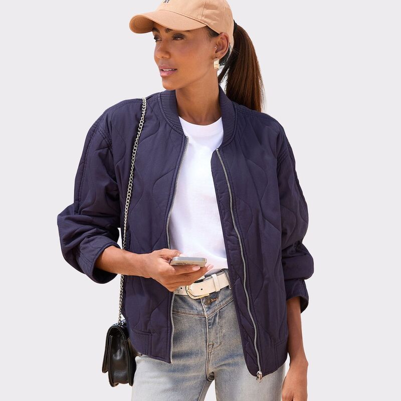 ラスカーナ レディース アウター ジャケット・ブルゾン キルティング Lascana Womens Quilted Bomber Jacket Navy ネイビー