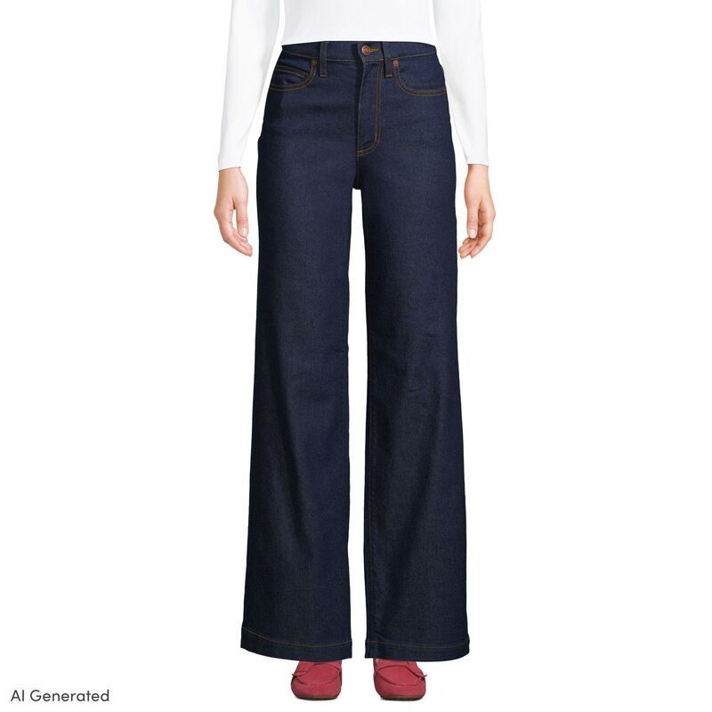 ランズエンド レディース ボトムス デニムパンツ ワイドレッグ ジーンズ Womens Lands End HighRise Wide Leg Jeans Riverinse