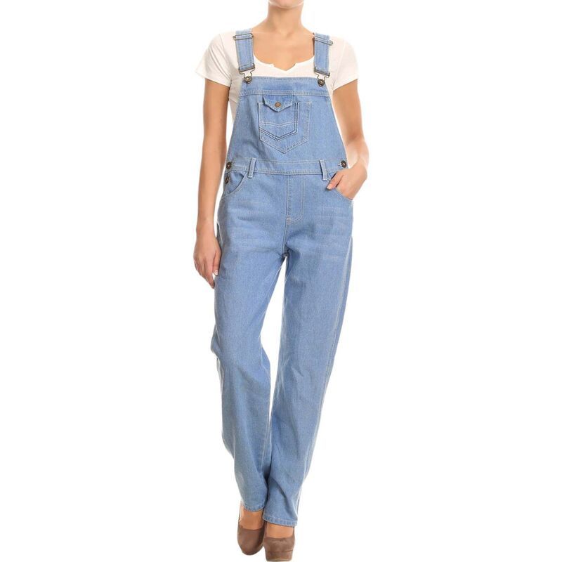 アンナカシ レディース ボトムス カジュアルパンツ ヴィンテージ オーバーオール AnnaKaci Womens Vintage Straightleg Overalls Light Blue ブルー