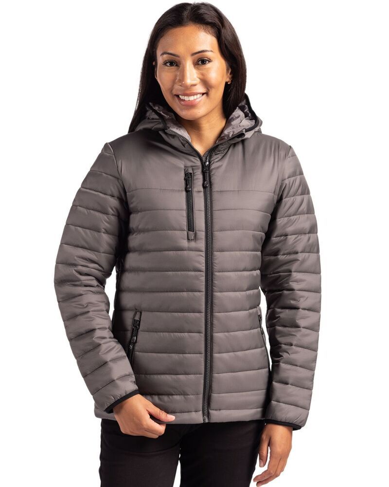 クリーク レディース アウター ジャケット・ブルゾン Clique Valhalla Full Zip Womens Puffer Jacket Pure Slate スレート