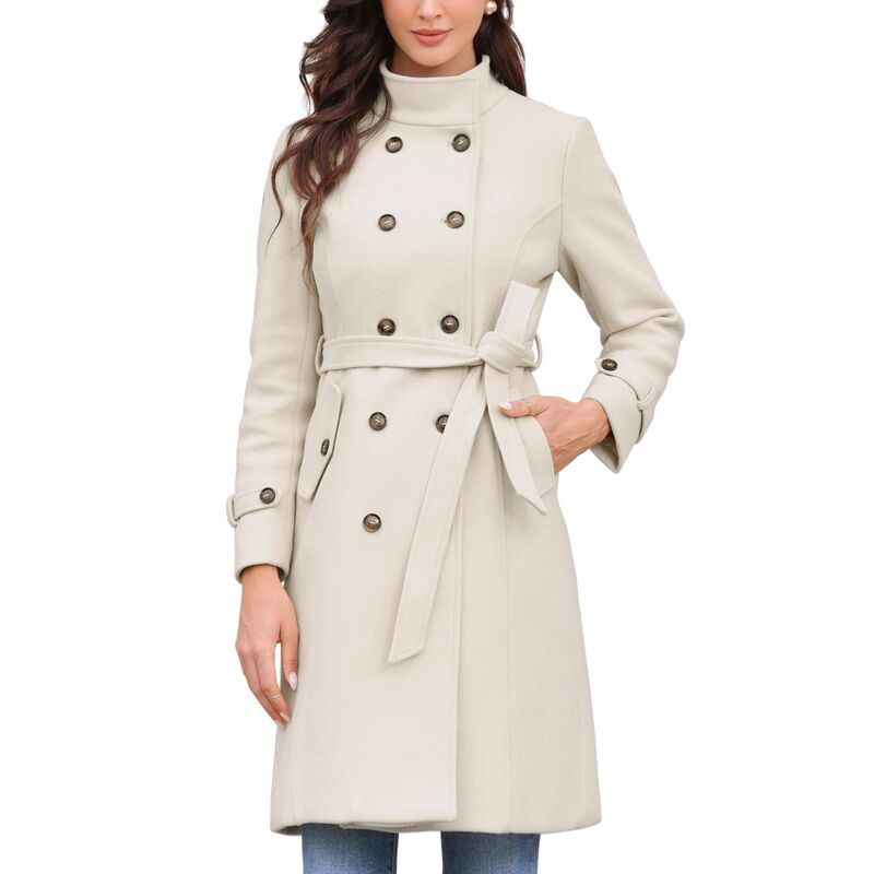 インスパイア シック レディース アウター ジャケット・ブルゾン コート INSPIRE CHIC Double Breasted Trench Pea Coat for Womens Elegant