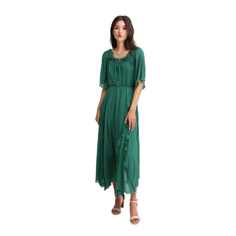ベルアンドブルーム レディース トップス ワンピース フリル ミディ Belle Bloom Amour Ruffled Midi Dress Dark Green グリーン