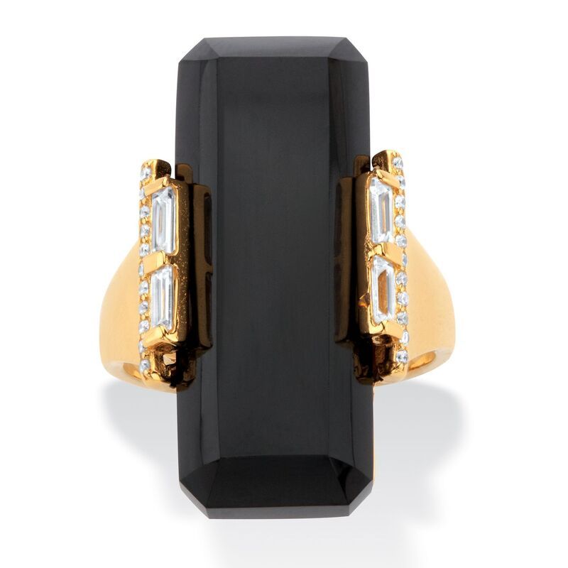 パームビーチジュエリー レディース アクセサリー リング PalmBeach Jewelry 59 Cttw GoldPlated Sterling Silver Natural Black Onyx 22,176円
