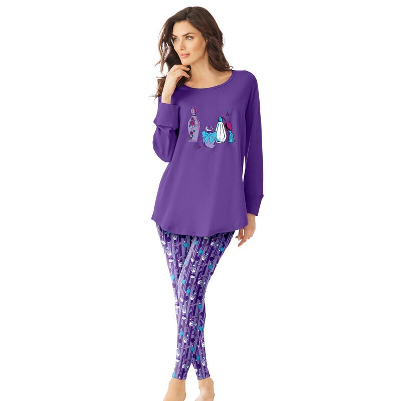 ドリームスアンドコー レディース アンダーウェア ナイトウェア プラスサイズ Dreams Co Plusize 2Piece Pj Legging Set Plum Burst Perfume プラ