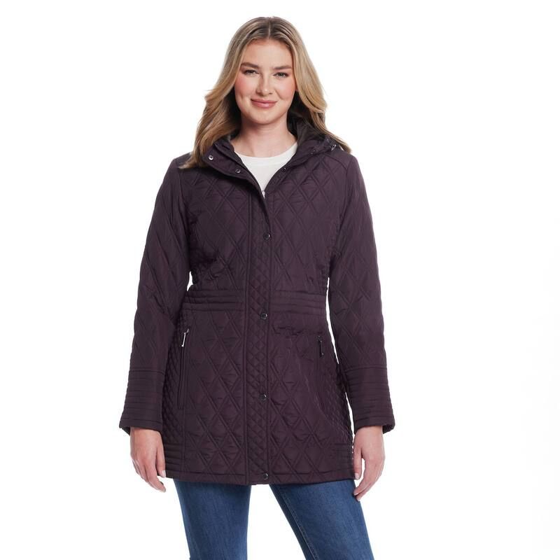 ウェザーキャスト レディース アウター ジャケット・ブルゾン プラスサイズ キルティング Womens Weathercast Plush Lined Mixed Quilted Walker Dar