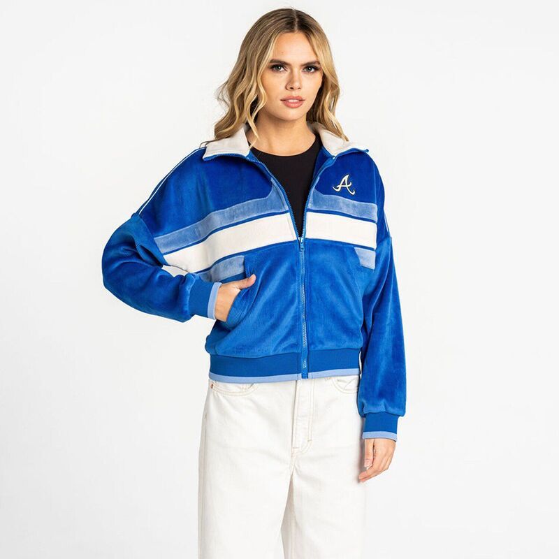 ザワイルドコレクティブ レディース アウター ジャケット・ブルゾン ベルベット Womens The Wild Collective Blue Atlanta Braves Velvet Cord F