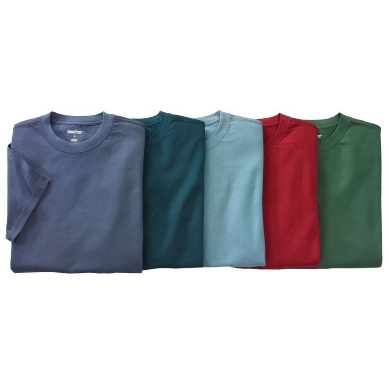キングサイズ レディース トップス シャツ クルーネック トール コットン KingSize Mens Big Tall 5Pack Cotton Crewneck Undershirts Blue