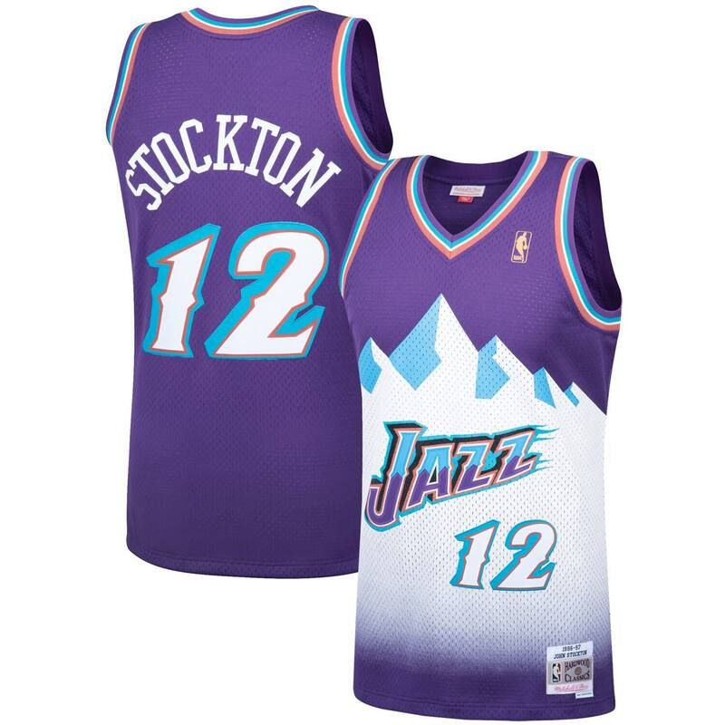 アンブランデッド レディース トップス Tシャツ ジャージー Unbranded Mens Mitchell Ness John Stockton Purple Utah Jazz 199697 Ha