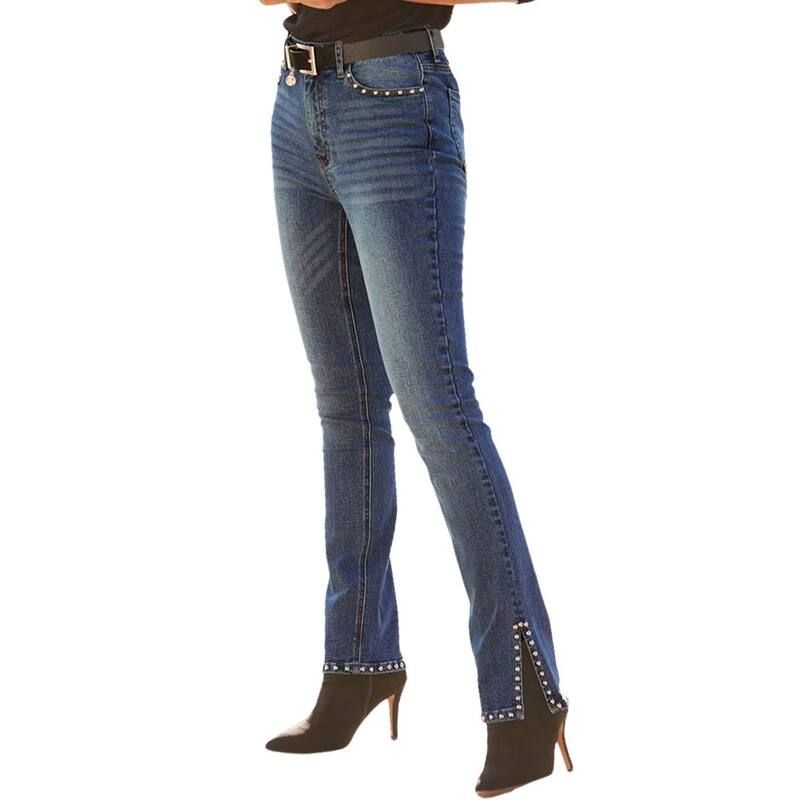 ラスカーナ レディース ボトムス カジュアルパンツ ジーンズ Lascana Womens Embellished Split Hem Jeans Medium Wash